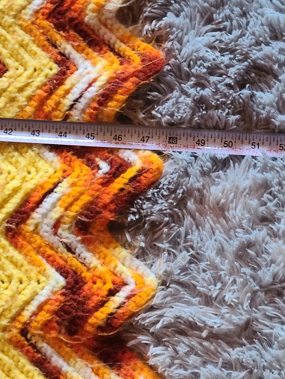 Handmade Chevron Knit Throw in Bright Yellow & Orange